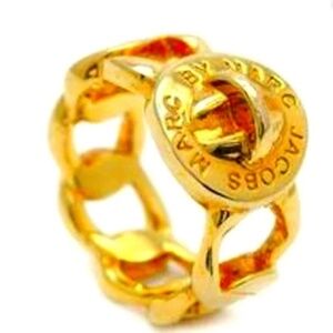 Marc By Marc Jacobs Gold Statement Ring with Geometric Design, Dust Bag S/M